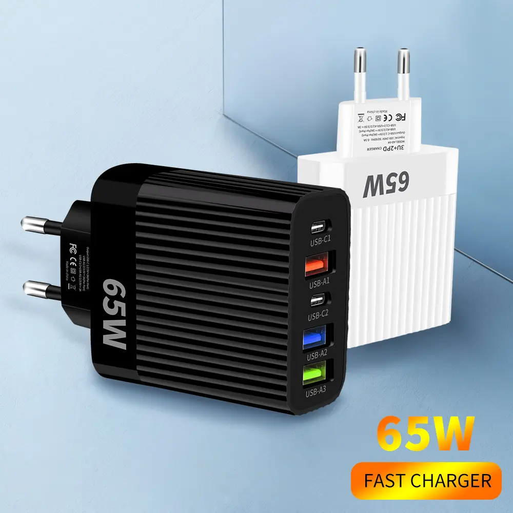 Multi Ports Phone Charger 65W Fast Charging Charger PD Mobile Phone Power Adapter For iPhone Xiaomi Huawei Samsung Wall Charger