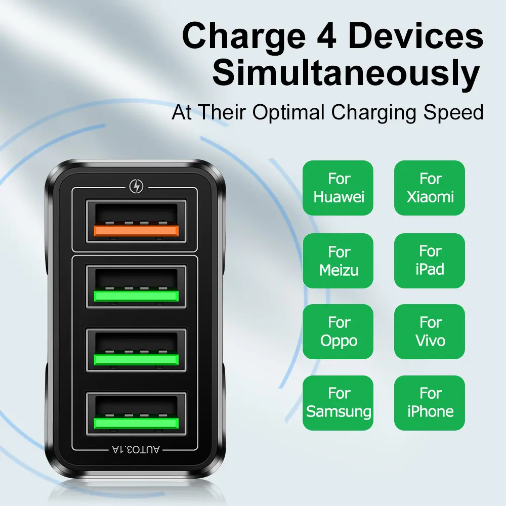 USB Multi Ports Wall Charger USB Fast Charging Charger Mobile Phone Power Adapter For Huawei Xiaomi iPhone Samsung Quick Charger