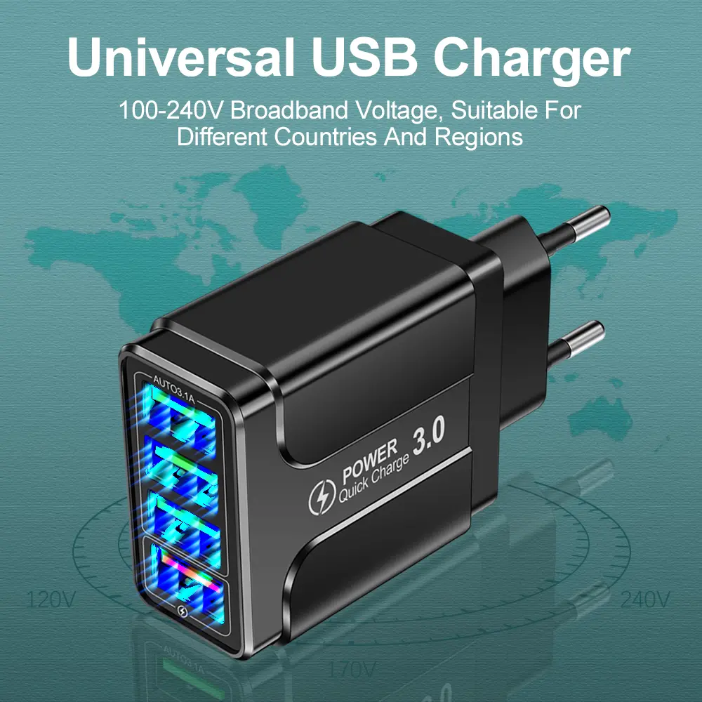 USB Multi Ports Wall Charger USB Fast Charging Charger Mobile Phone Power Adapter For Huawei Xiaomi iPhone Samsung Quick Charger