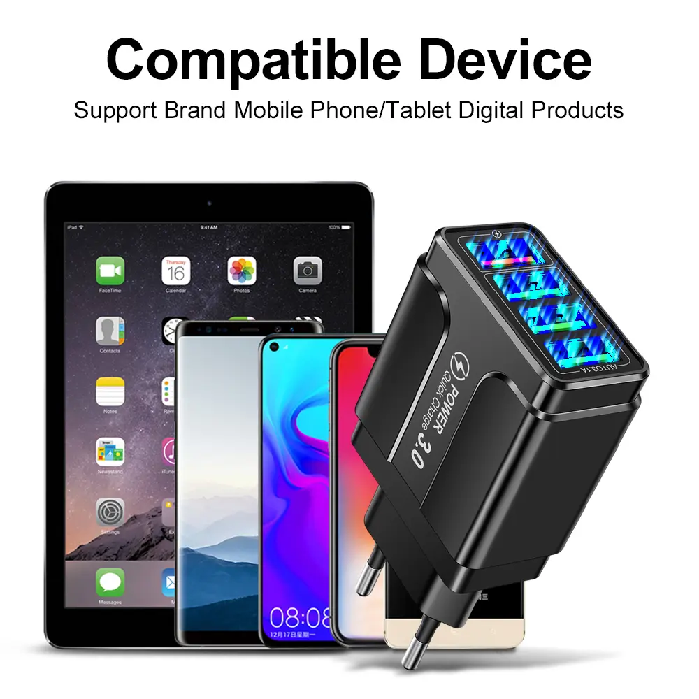 USB Multi Ports Wall Charger USB Fast Charging Charger Mobile Phone Power Adapter For Huawei Xiaomi iPhone Samsung Quick Charger