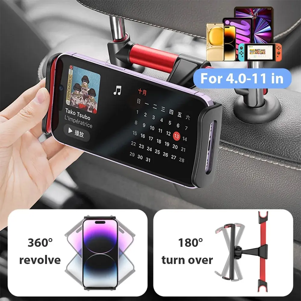Telescopic Car Back Seat Phone Tablet PC Holder for iPhone Samsung iPad 360 Degree Rotation Phone Tablet 4-11 Inch
