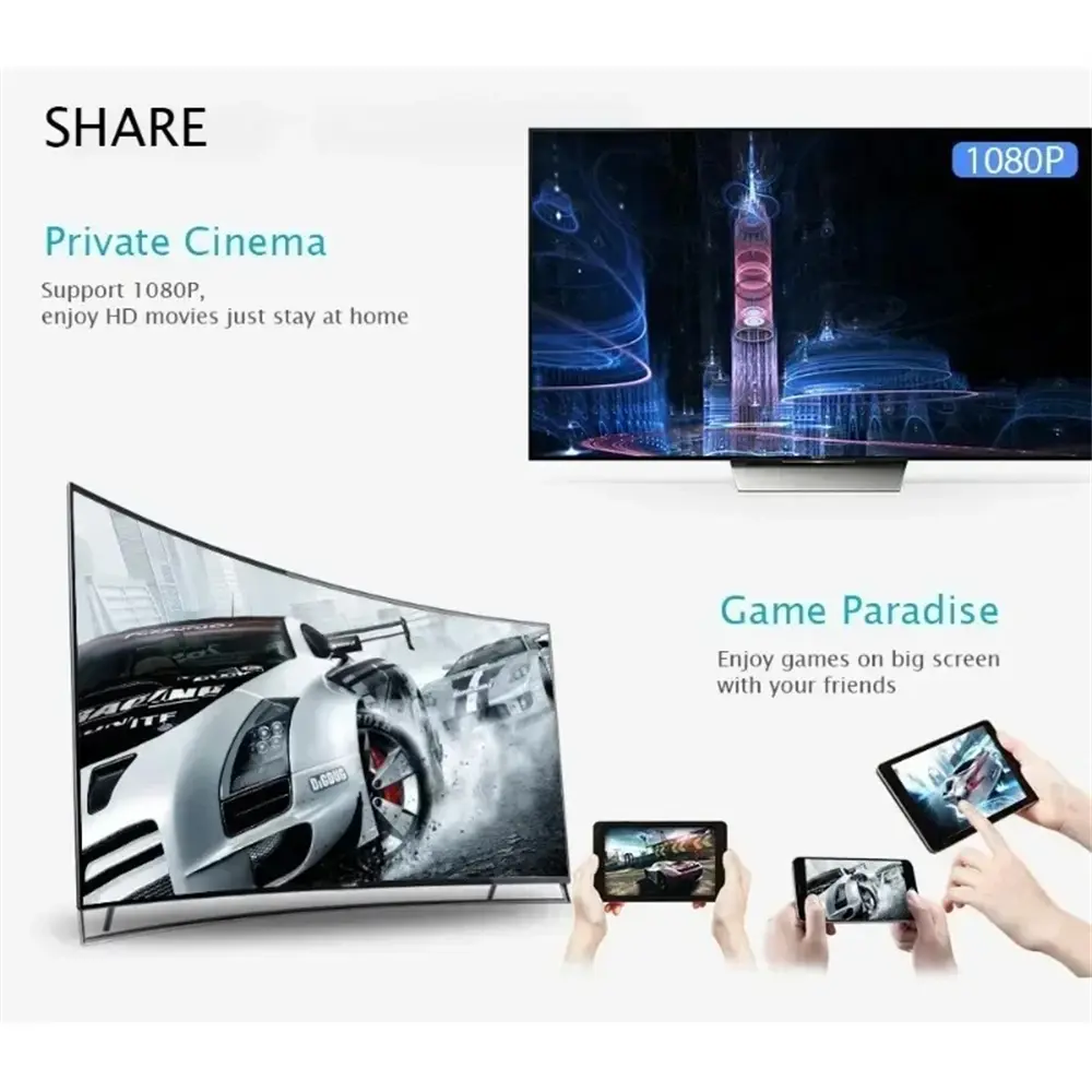 Opansten 1080P G2 Wireless HDMI Mirroring Multiple Device Mobile Phoneconnected To TV HD For IOS Andorid Live Screen Projector