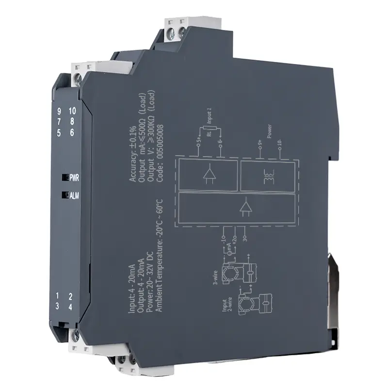 4-20mA to 0-10V DC Signal Isolator 1 In 2 Out Ultra-thin Transmitter Current Voltage Isolation 4-20mA 0-5V 0-10V Output