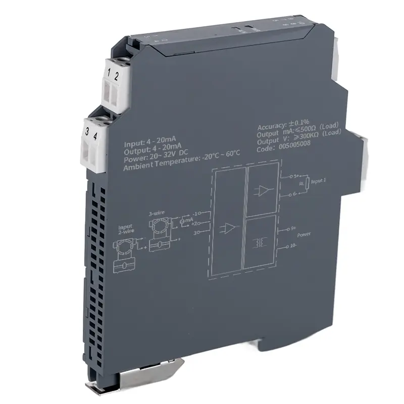 4-20mA to 0-10V DC Signal Isolator 1 In 2 Out Ultra-thin Transmitter Current Voltage Isolation 4-20mA 0-5V 0-10V Output