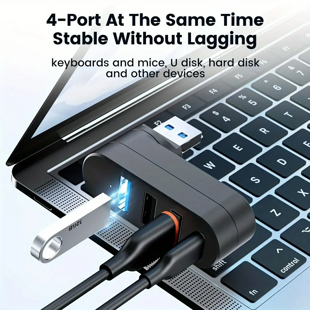 180° Rotatable USB 3.0 2.0 HUB 4 in 1 USB Type C High Speed Data Transfer U Disk Splitter Adapter For Laptop MacBook PC