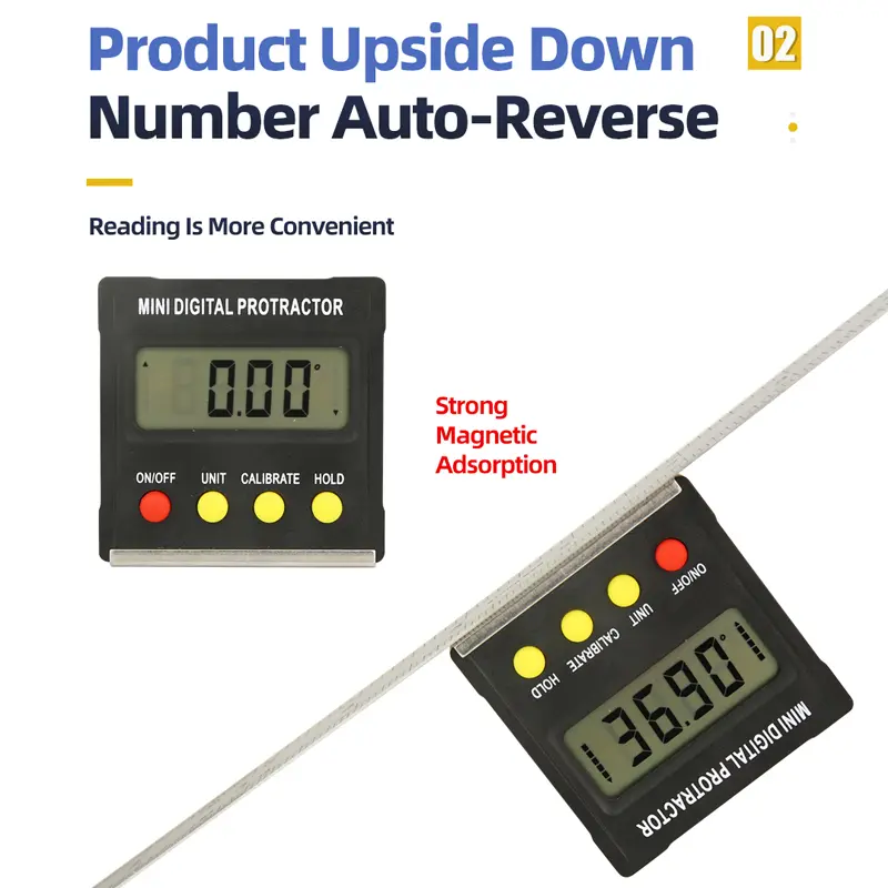 Digital Inclinometer 360 Degree Mini Electronic Goniometer Protractor Angle Finder Magnetic Base Level Box Angle Measuring Tools