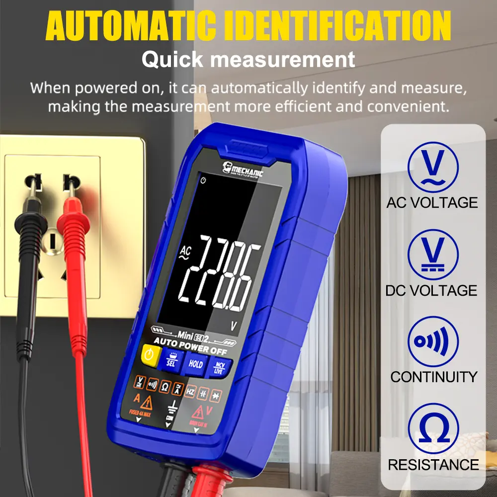 MECHANIC Smart Digital Multimeter True RMS Auto-Ranging AC/DC Voltage Current Tester for Home/Automotive/Electrical Maintenance​