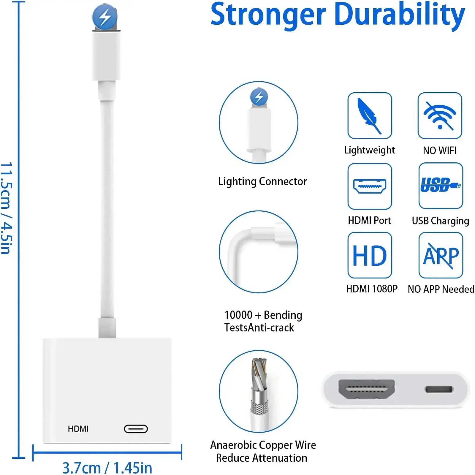 HDMI-compatible to Phone  Adapter projection cable Audio Sync Screen Connector for iPhone iPod HDTV Display TV Monitors For VIP