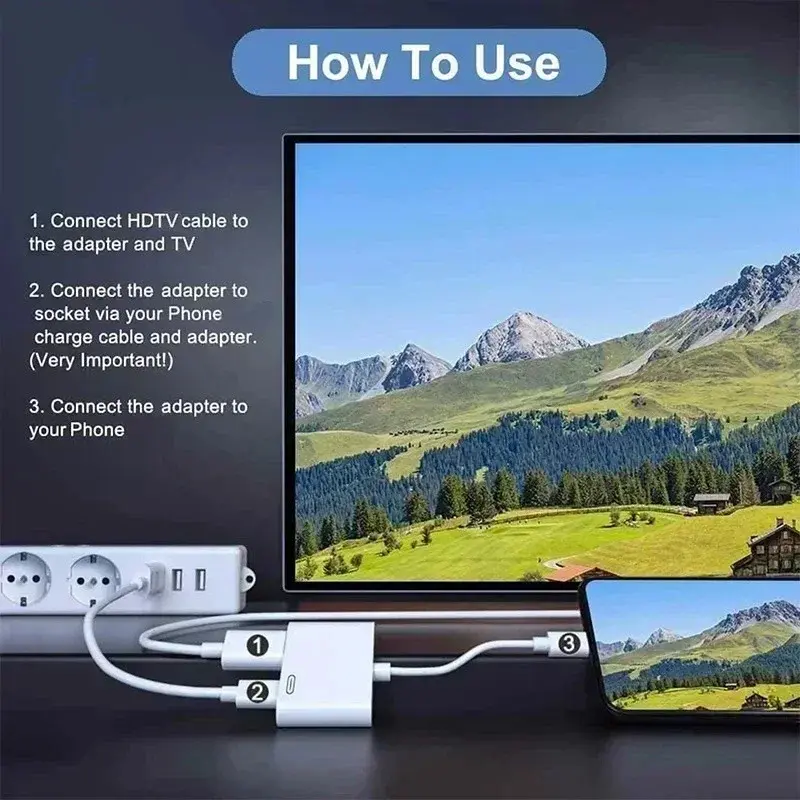HDMI-compatible to Phone  Adapter projection cable Audio Sync Screen Connector for iPhone iPod HDTV Display TV Monitors For VIP