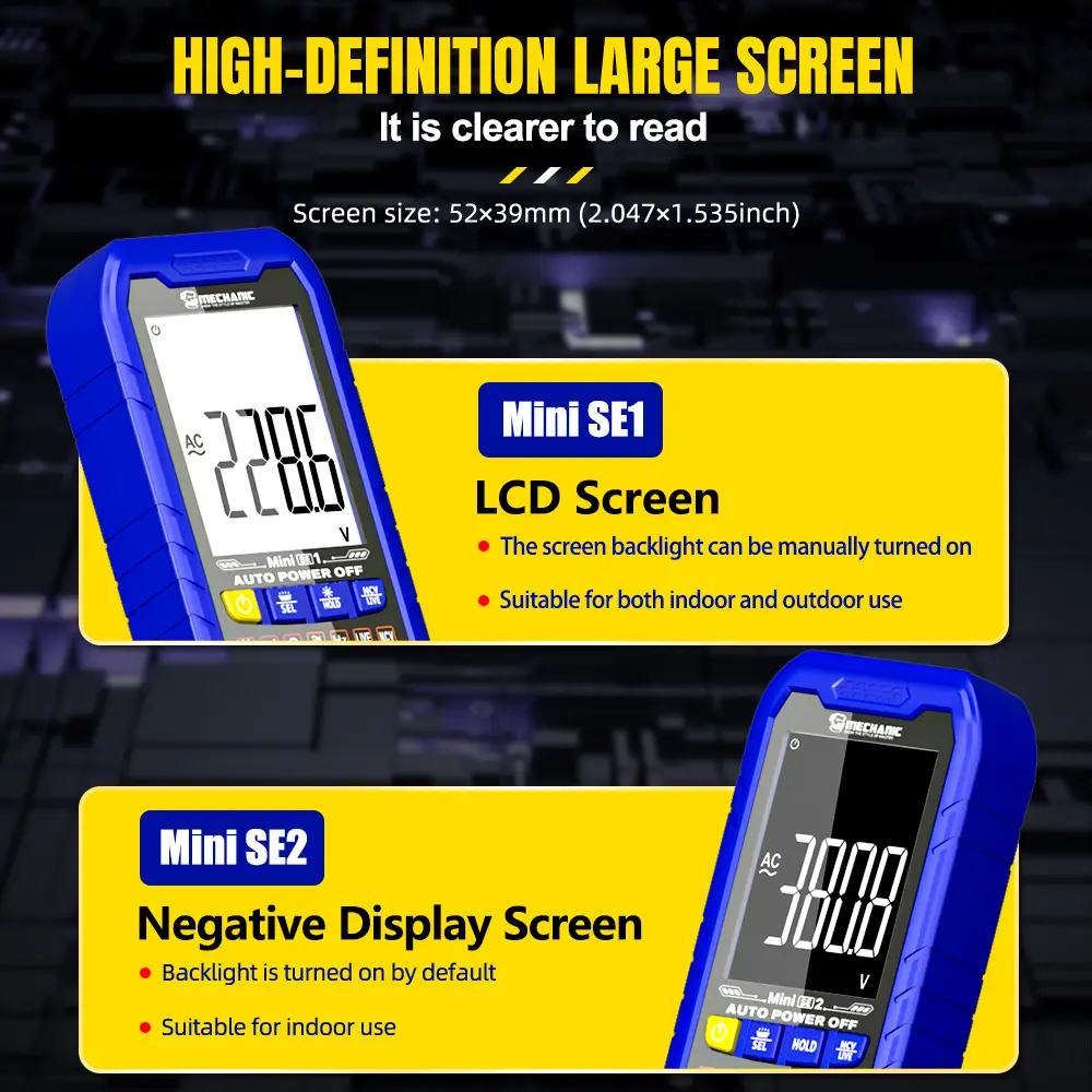 MECHANIC Smart Digital Multimeter True RMS Auto-Ranging AC/DC Voltage Current Tester for Home/Automotive/Electrical Maintenance​