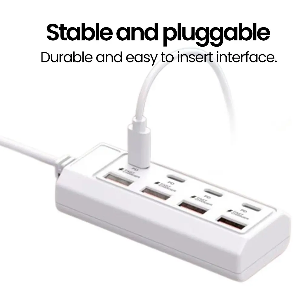 8 in 1 USB Charger Sockets PD25W 4Type-C+4USB USB Type C  Extend Charger Fast Charging Power Adapters For iPhone Xiaomi Samsung