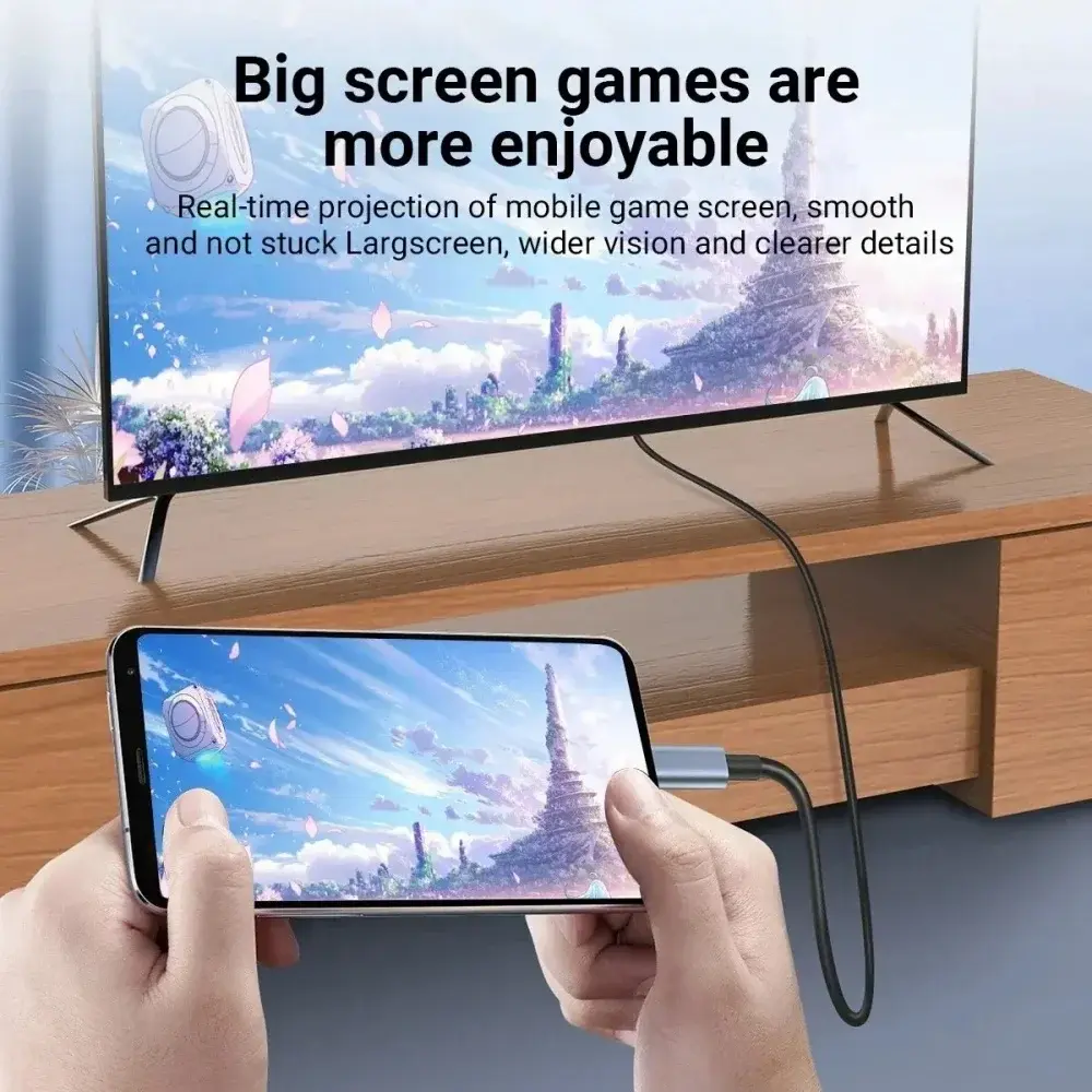 Type C To HDMI-compatible 4K 30Hz/60Hz Adapter Cable Type C To HD USB C Cable Extend Screen Laptop Projector High Definition