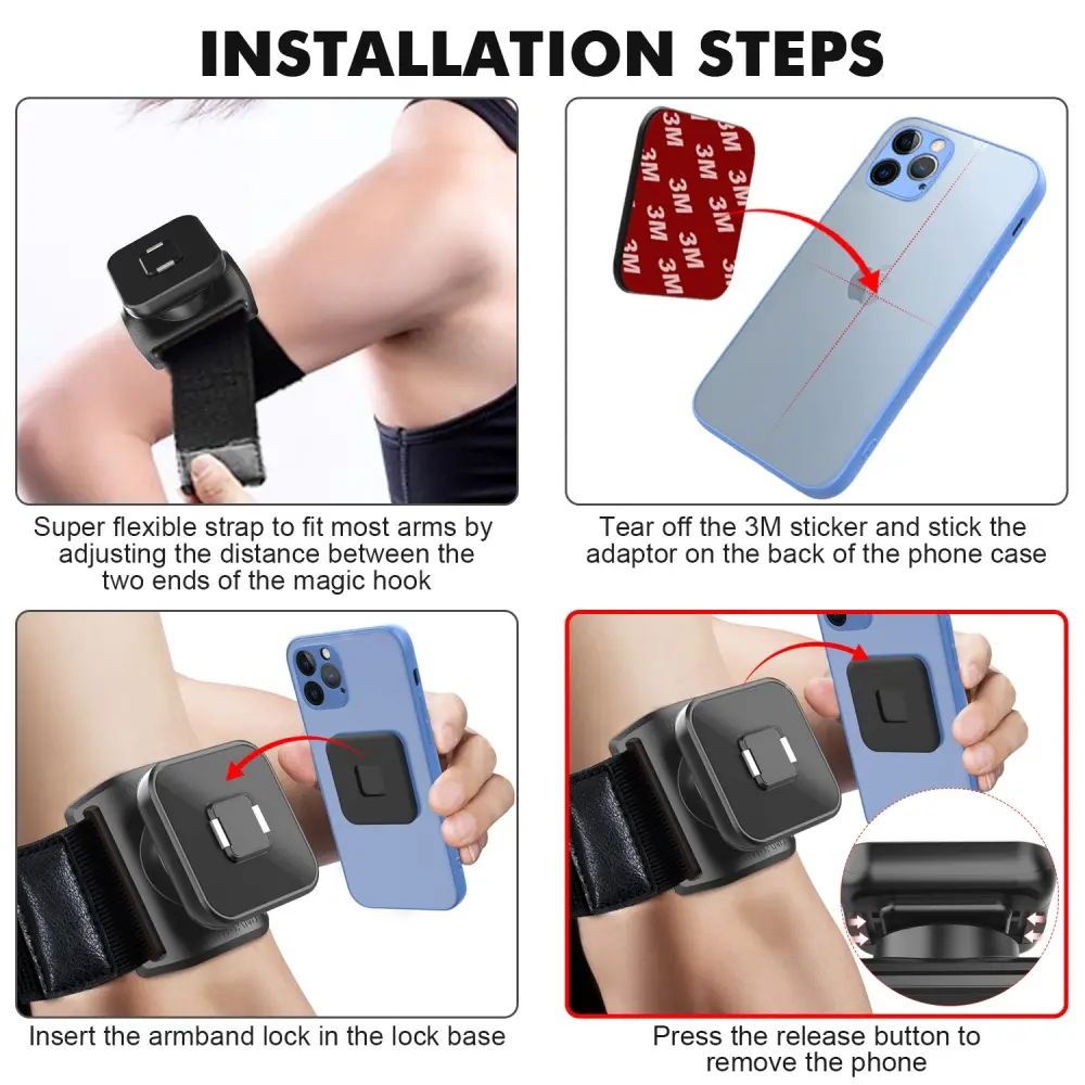Universal Wrist Strap Mobile Phone Holder Sports Running Arm Strap Smartphone Stand Removable Rotating Outdoor Arm Phone Holder