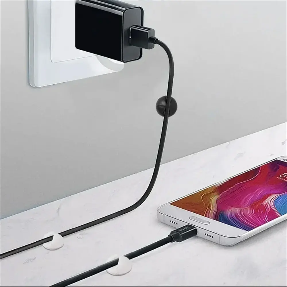 20Pcs Cable Clip Winder Organizer Round Charger Cord Clips Desk Tidy Management Wire Adhesive Holder Clamp In Home Office Car