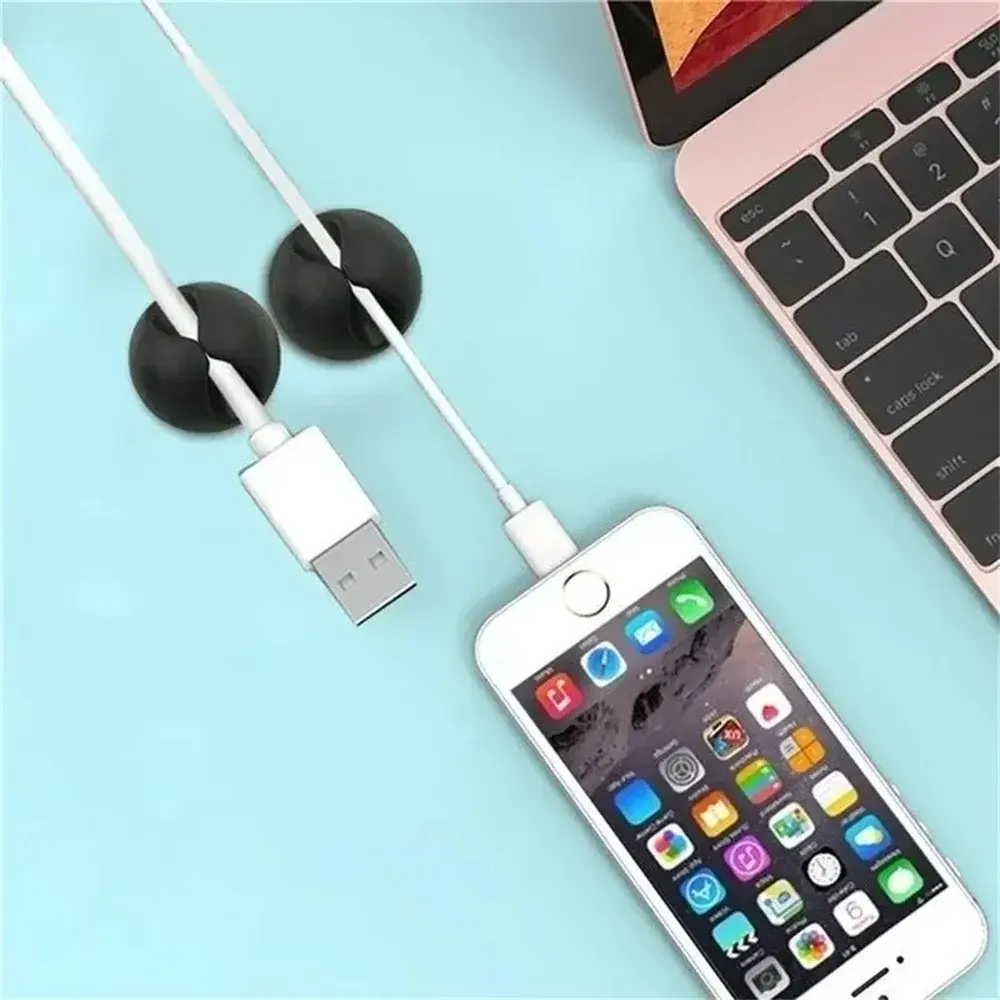 20Pcs Cable Clip Winder Organizer Round Charger Cord Clips Desk Tidy Management Wire Adhesive Holder Clamp In Home Office Car