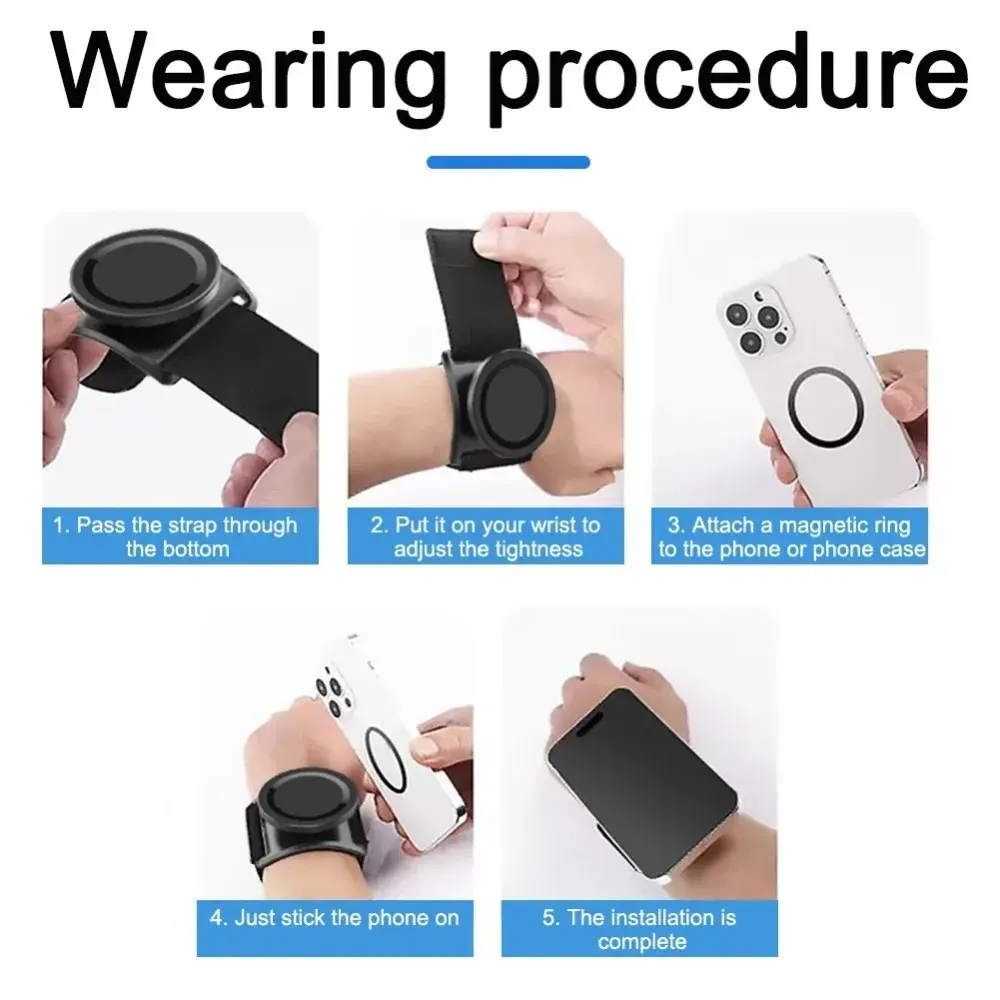Magnetic Portable Wrist Strap Phone Holder Sports Outdoor Running Cycling Arm Strap Phone Stand Magsafe Arm Mobile Phone Holder