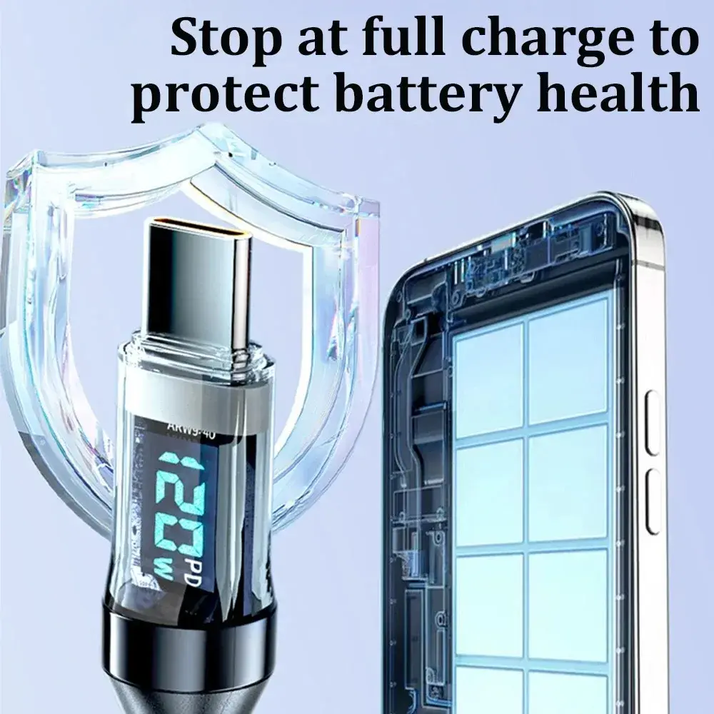120W Digital Display Cable USB To Type C Fast Charging 100W PD Type C To Type C Cable For Xiaomi Samsung Huawei Honor 1M 1.5M 2M