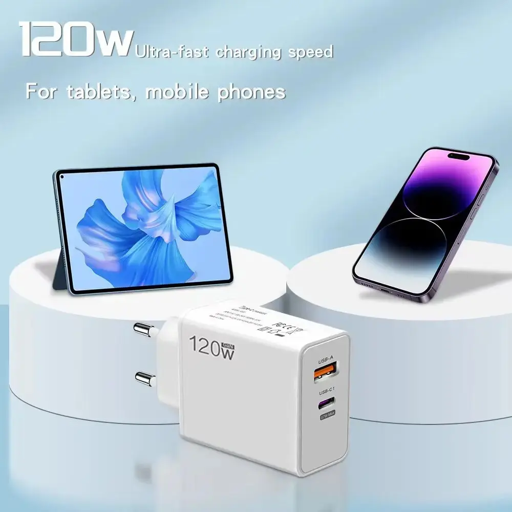 Type C USB 120W Fast Charge Charger PD Mobile Phone Power Adapter For iPhone Xiaomi Huawei Samsung Quick Charging Wall Charger