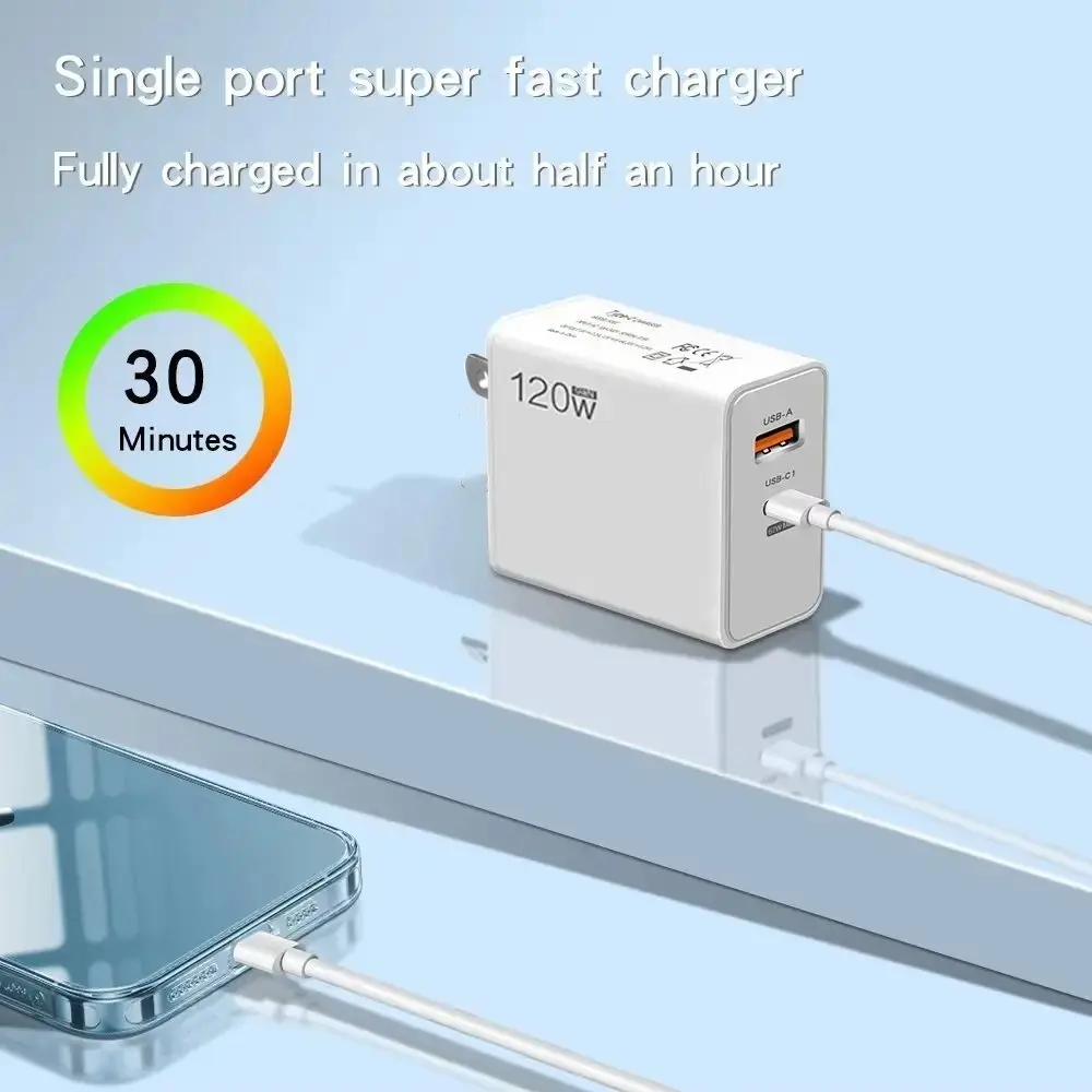 Type C USB 120W Fast Charge Charger PD Mobile Phone Power Adapter For iPhone Xiaomi Huawei Samsung Quick Charging Wall Charger
