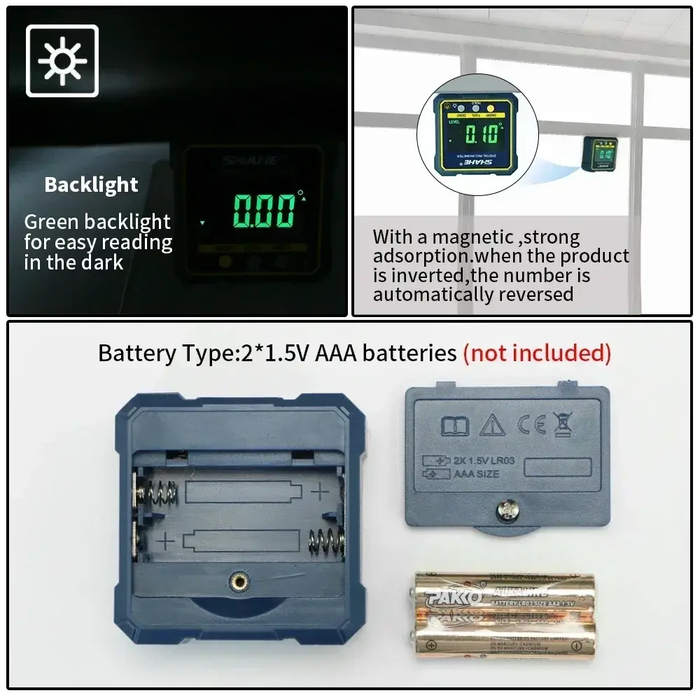 SHAHE Magnetic Digital Electronic Level and Angle Finder Gauge Bevel Box Angle Measurement Tool