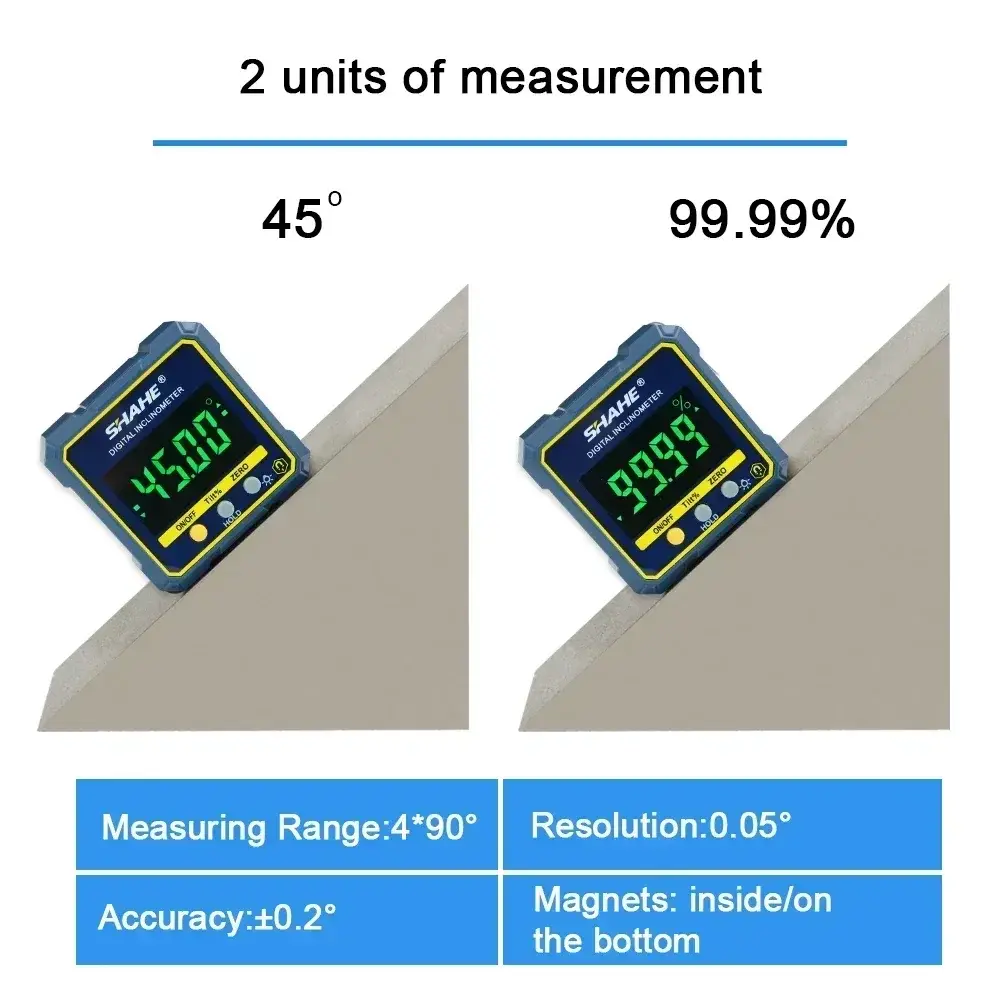 SHAHE Magnetic Digital Electronic Level and Angle Finder Gauge Bevel Box Angle Measurement Tool