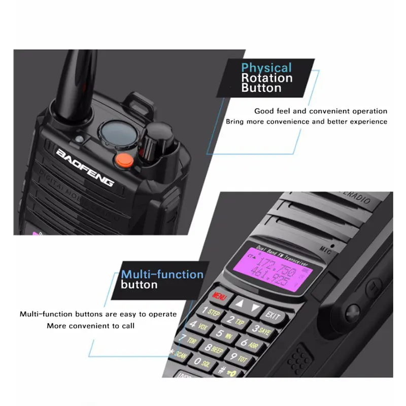Baofeng UV-9R Plus 15W IP68 Waterproof Walkie Talkie Dual Band 16KM Long Range Portable VHF/UHF Transceiver CB Hunting Ham Radio