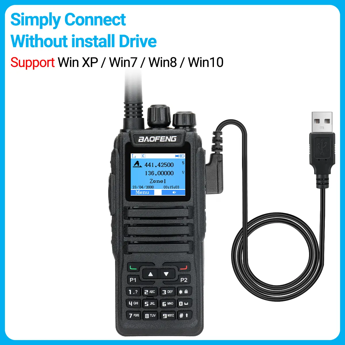Baofeng DM-1701 USB Programming Cable For DM-1801 DM-1702 DM-5R AR26 Dual Time Slot DMR Digtal Radio Walkie Talkie Drive Free