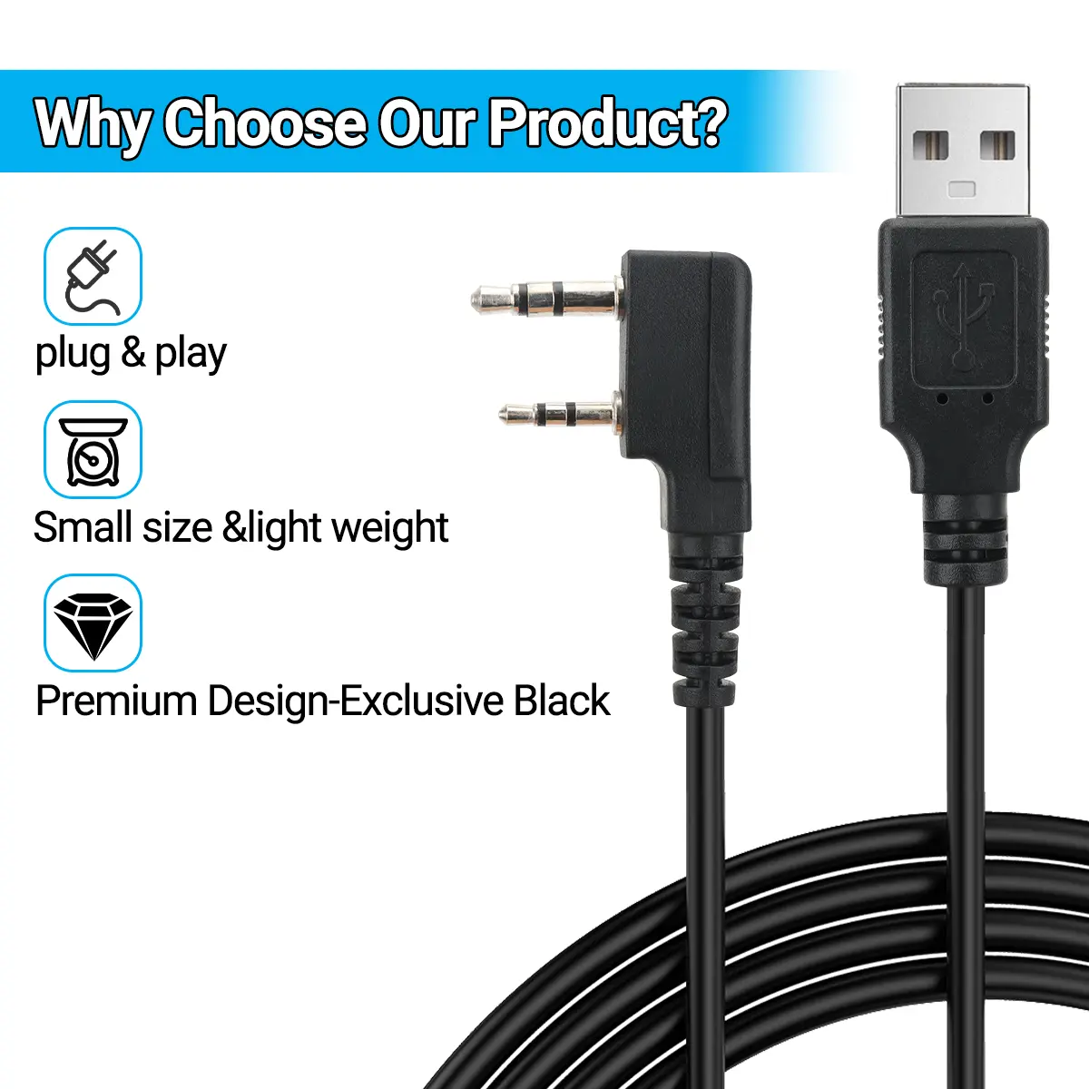 Baofeng DM-1701 USB Programming Cable For DM-1801 DM-1702 DM-5R AR26 Dual Time Slot DMR Digtal Radio Walkie Talkie Drive Free