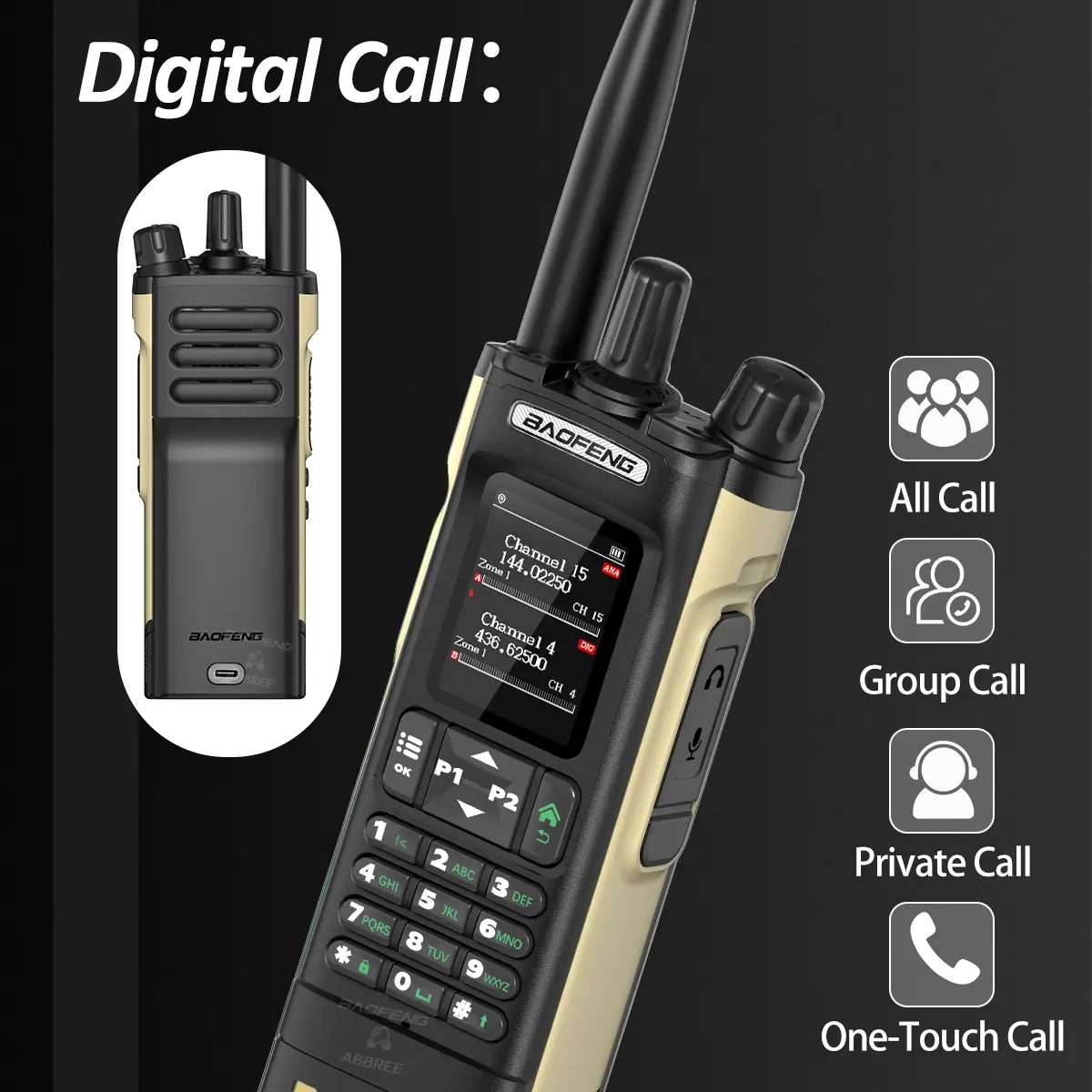 Baofeng DMR DM-32 Digital Walkie Talkie GPS Dual Mode Analog TDMA Dual Time Slot 4000CH Air Band APRS Two Way Ham Radio DM-1701