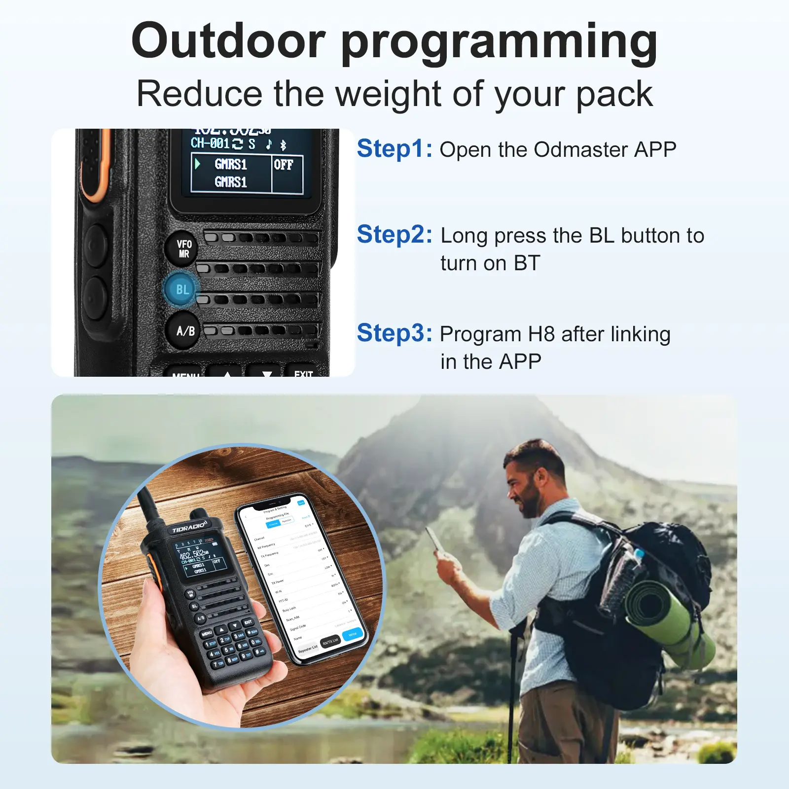 TIDRADIO 2PCS 2nd Gen TD-H8 10W Professional Walkie Talkie Portable Long Range Radio Phone Wireless Programmable Type-C Charge