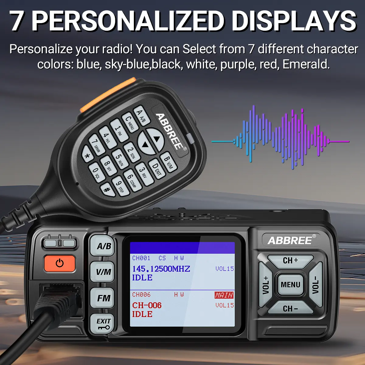 ABBREE AR-318 Mini Mobile Radio 25W Dual Band UHF VHF Long Range Dual Mode Watch Voice Encryption Car Transceiver Walkie Talkie