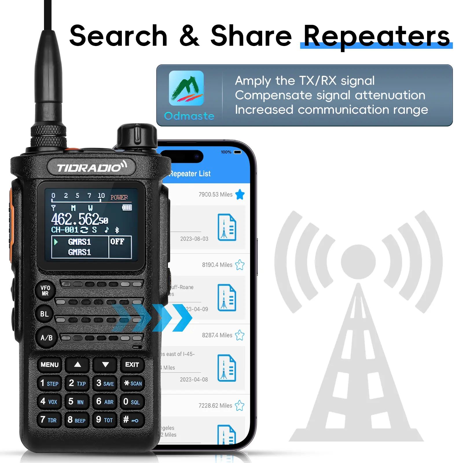 TIDRADIO 2PCS 2nd Gen TD-H8 10W Professional Walkie Talkie Portable Long Range Radio Phone Wireless Programmable Type-C Charge