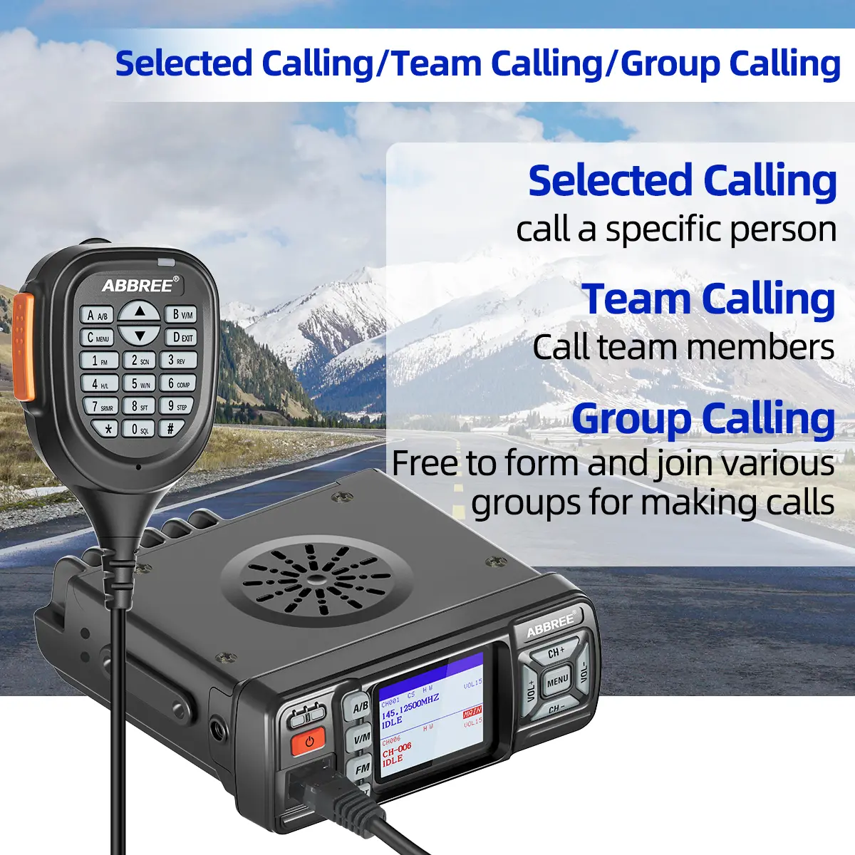ABBREE AR-318 Mini Mobile Radio 25W Dual Band UHF VHF Long Range Dual Mode Watch Voice Encryption Car Transceiver Walkie Talkie