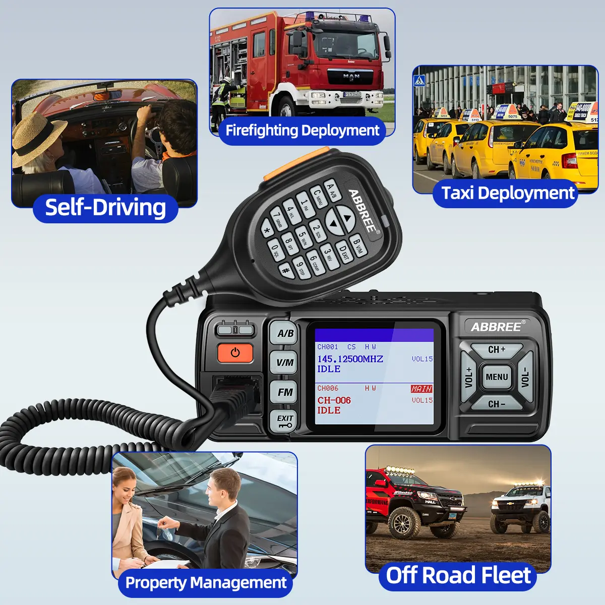 ABBREE AR-318 Mini Mobile Radio 25W Dual Band UHF VHF Long Range Dual Mode Watch Voice Encryption Car Transceiver Walkie Talkie