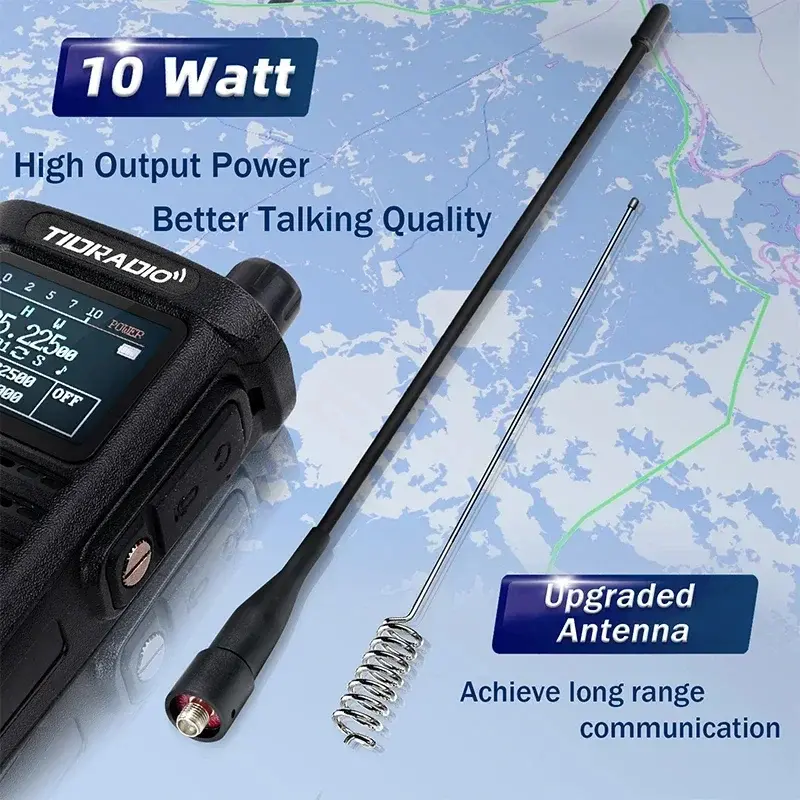 3nd Gen TIDRADIO TD H8 10W Walkie Talkie AM Band  Long Range Connection Phone APP Wireless Programming Dual Band USB-C Ham GMRS