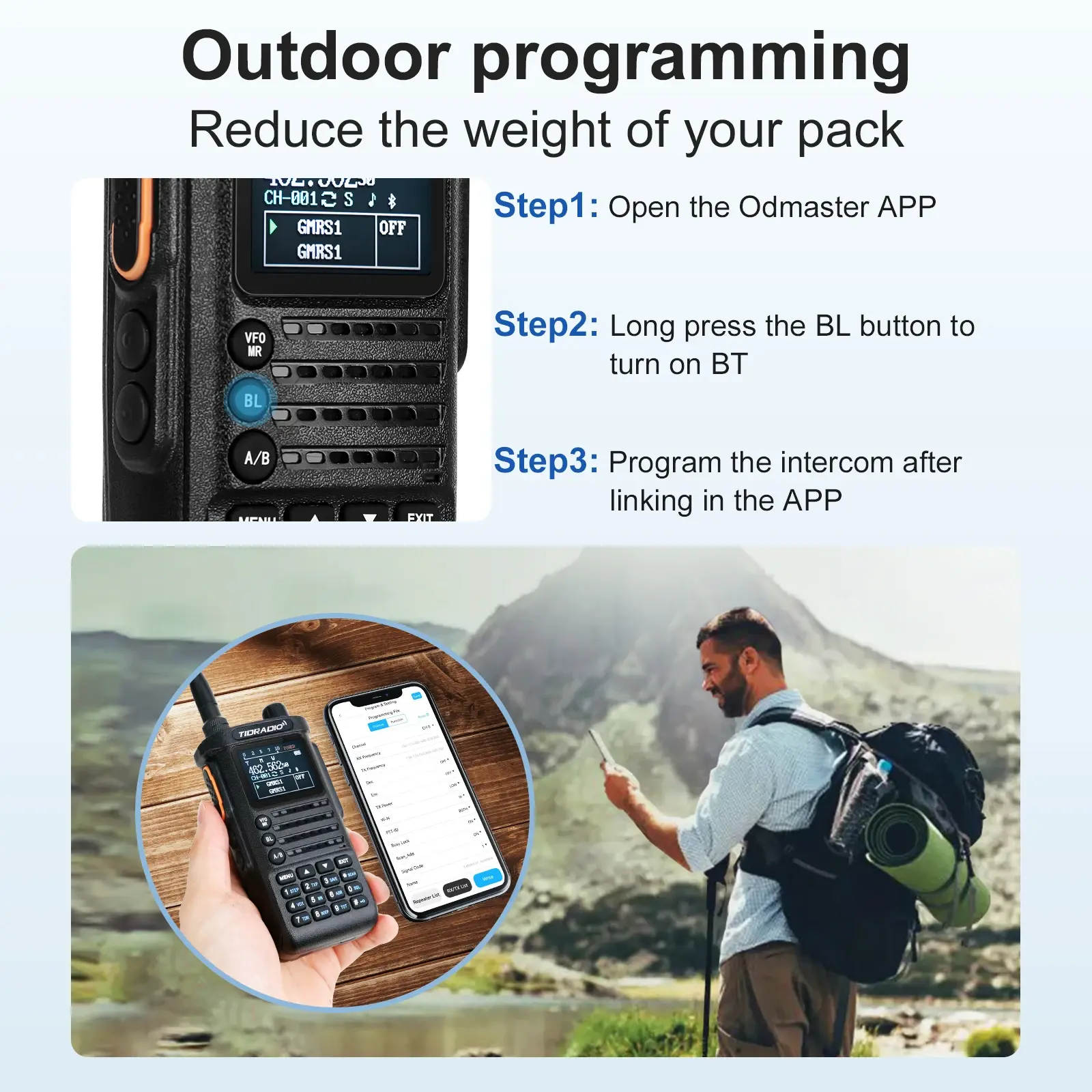 3nd Gen TIDRADIO TD H8 10W Walkie Talkie AM Band  Long Range Connection Phone APP Wireless Programming Dual Band USB-C Ham GMRS
