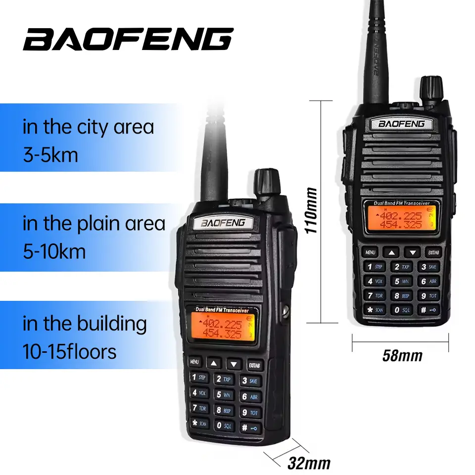 High Power 5W/8W Baofeng UV-82 Walkie Talkie Uv82 Dual Band Vhf/Uhf Fm 10Km Long Range Emergency home contact for power outage