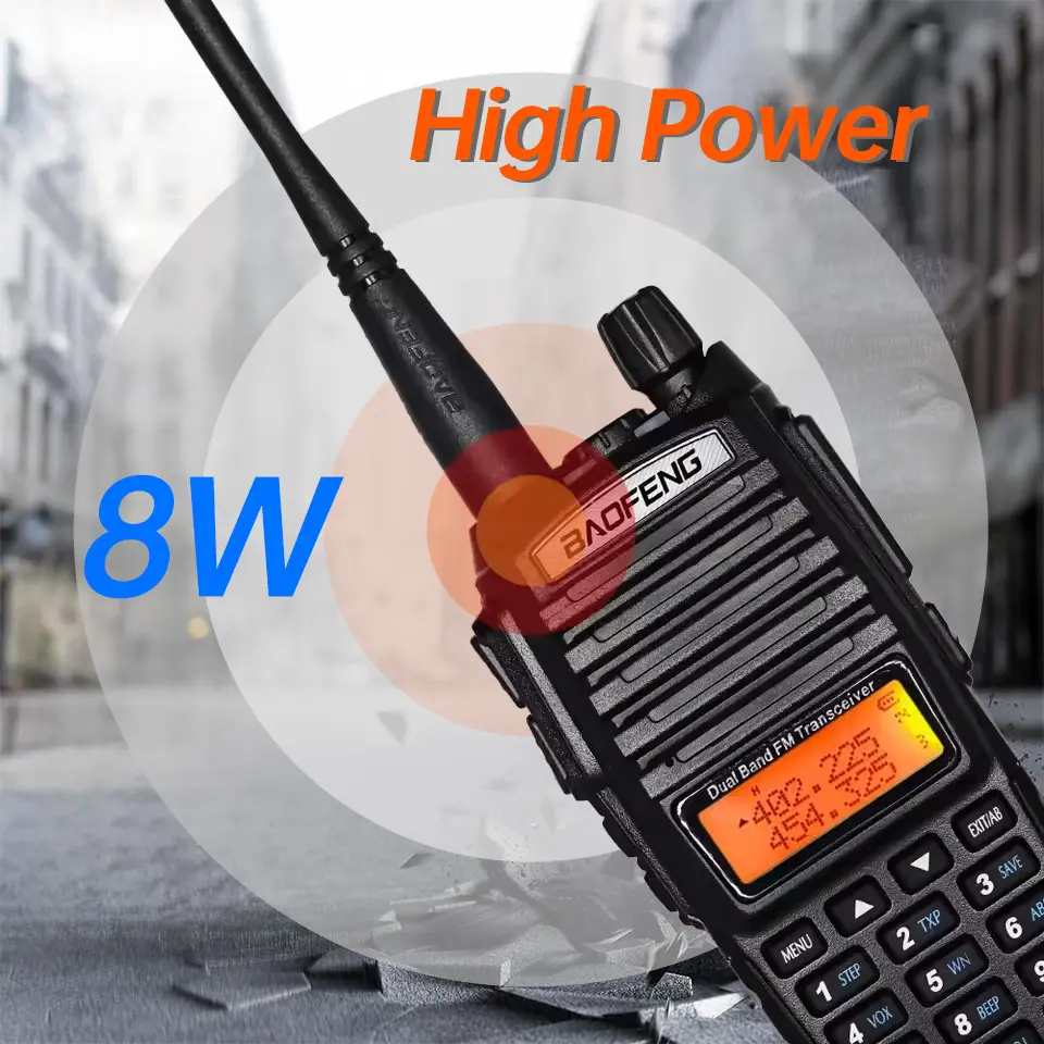 High Power 5W/8W Baofeng UV-82 Walkie Talkie Uv82 Dual Band Vhf/Uhf Fm 10Km Long Range Emergency home contact for power outage