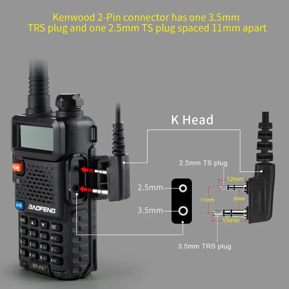 Walkie Talkie Earpiece with MIC 2 Pin Acoustic Tube Headset Two Way Radio Earphone for Baofeng UV 5R Quansheng UV K5 K58