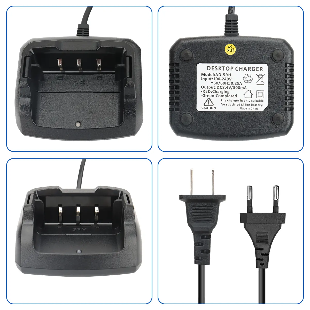 Baofeng UV-5RH US/EU Charger Desktop Base Walkie Talkie UV 5RH UV-5RM GM-5RH Two Way Radio Accessories
