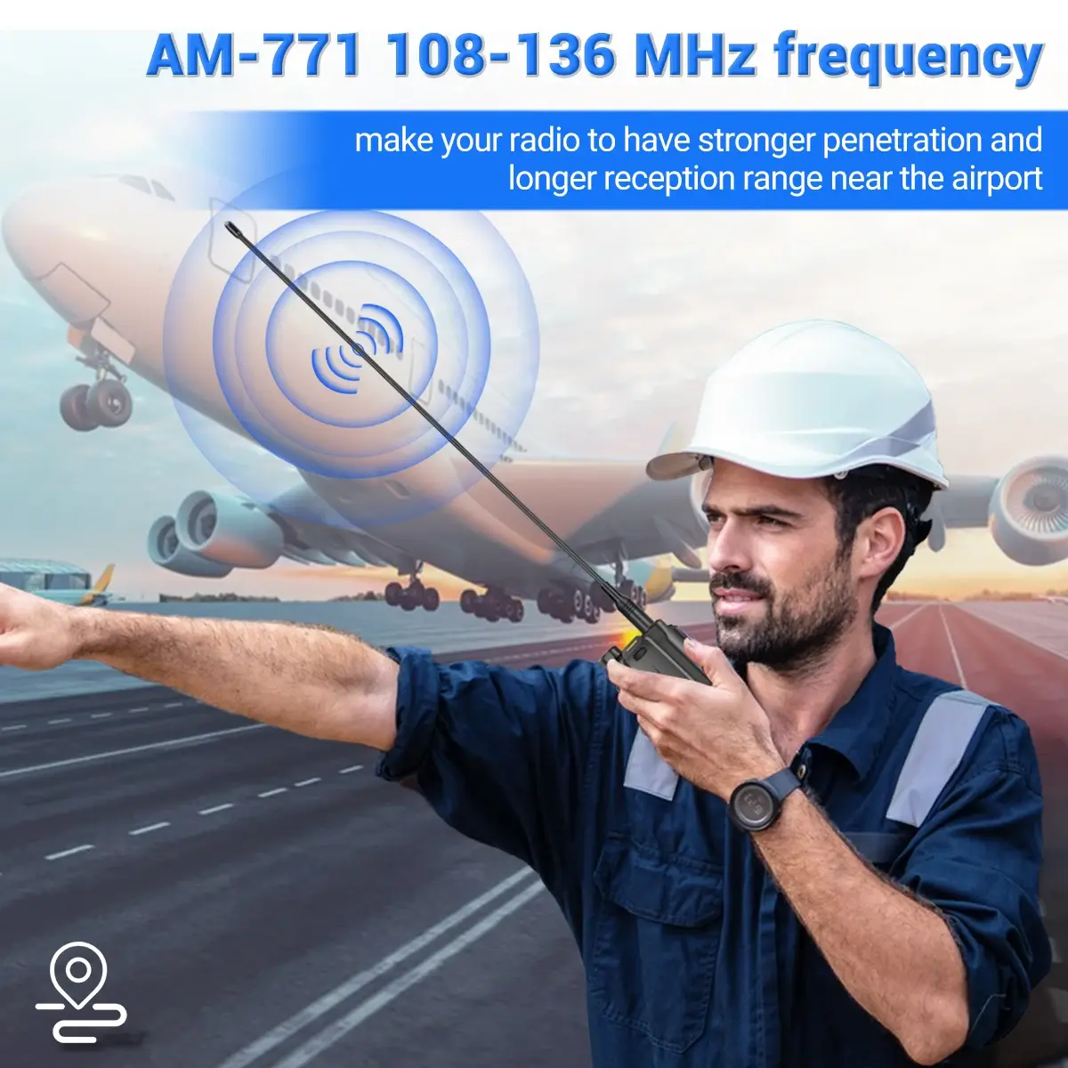 AM-771 Air Band SMA-Female Antenna 108-136MHz for Quansheng UV K5 (8) K6 Baofeng UV 5RH 21 PRO V2 UV-98 Walkie Talkie Ham Radio