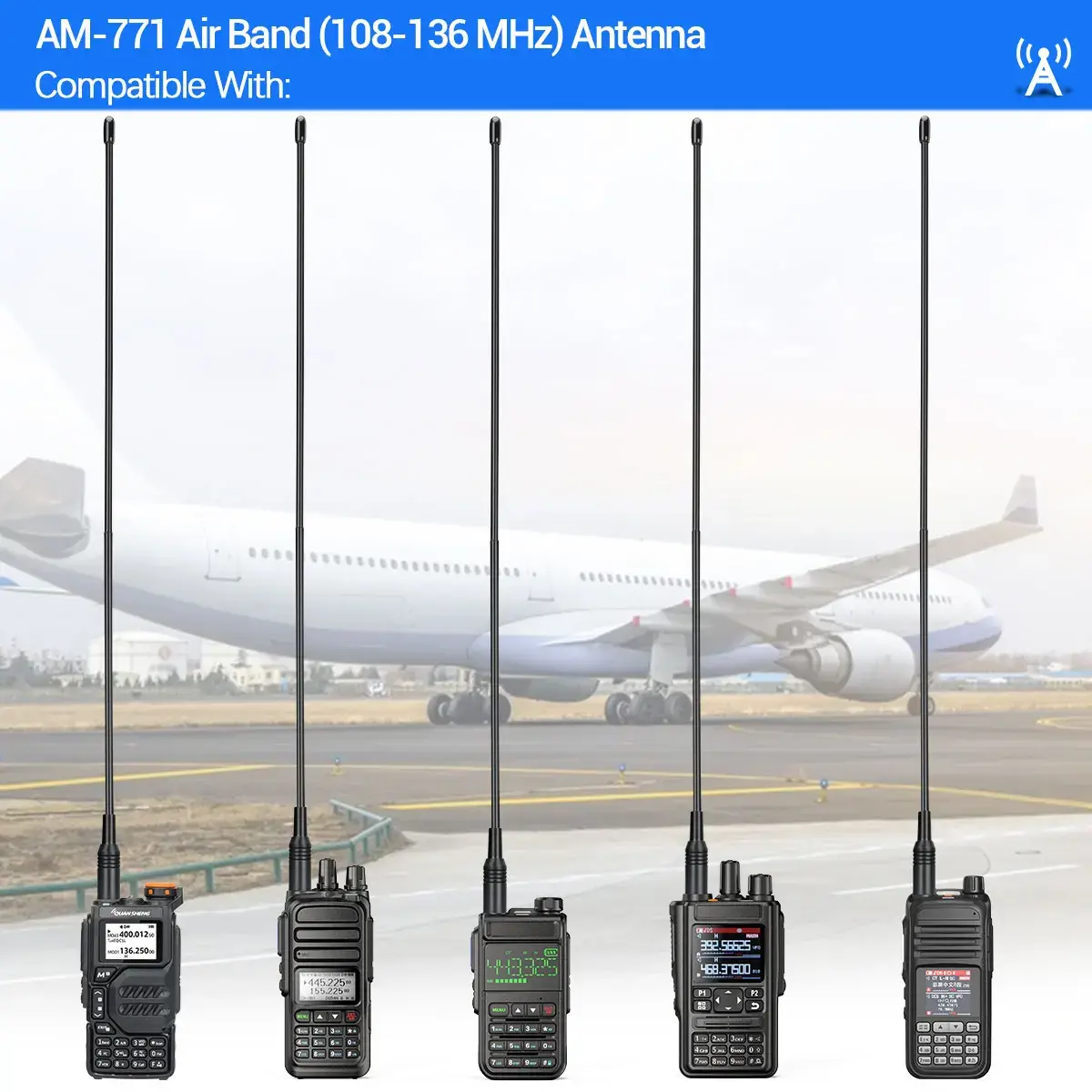 AM-771 Air Band SMA-Female Antenna 108-136MHz for Quansheng UV K5 (8) K6 Baofeng UV 5RH 21 PRO V2 UV-98 Walkie Talkie Ham Radio