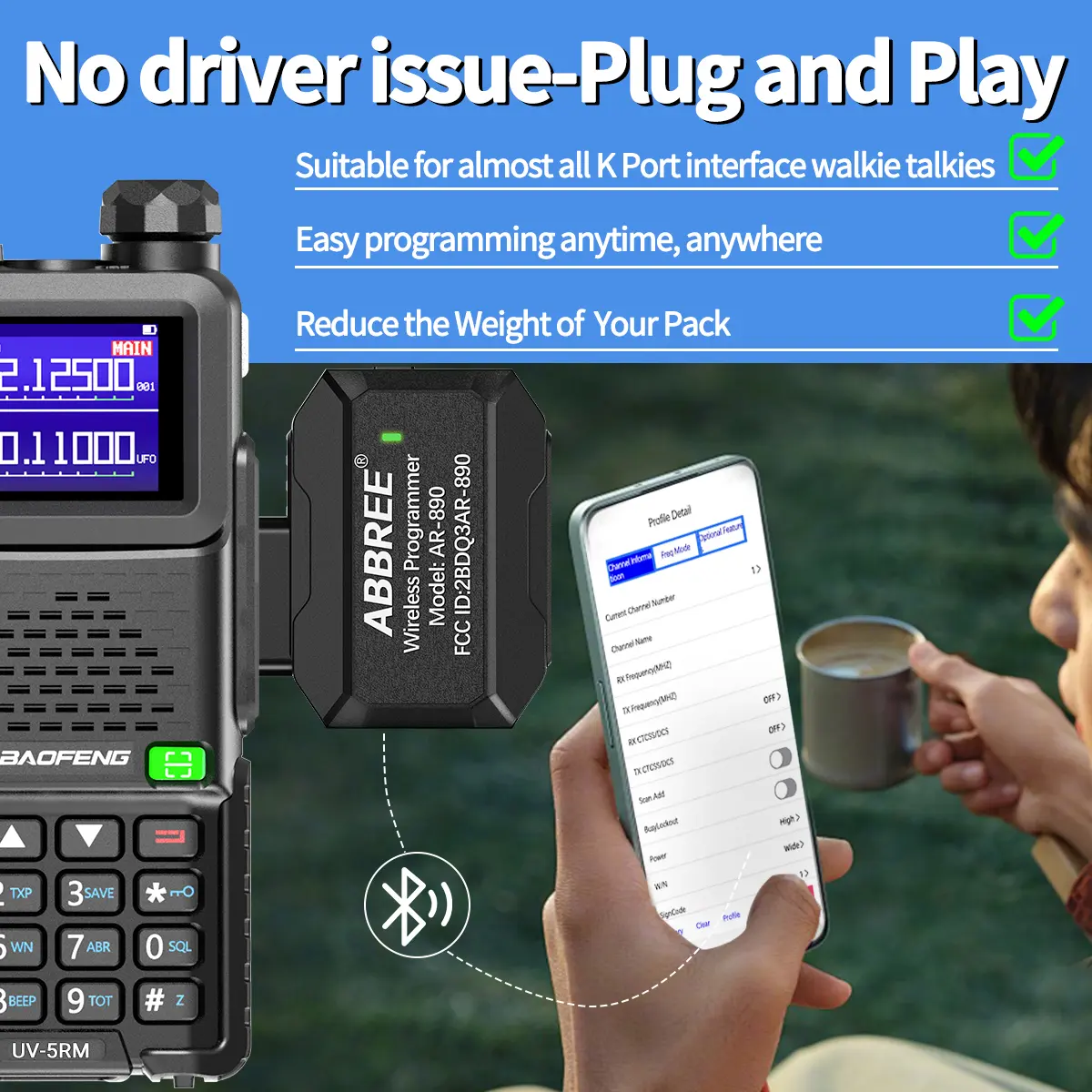 Walkie Talkie Programmer Wireless Bluetooth Program Phone APP Programming forbaofeng UV-21 BF-888S UV-5RH Quansheng UV-K6 K5