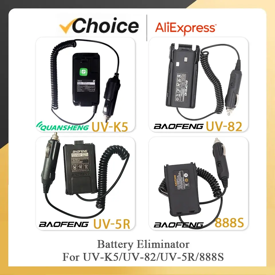 Battery Eliminator For Quansheng UV-K5 Baofeng UV-5R UV-82 BF-888S Car Charger Walkie Talkie UV-K6 UV-K58 UV-K5(8) 5R PLUS UV5R