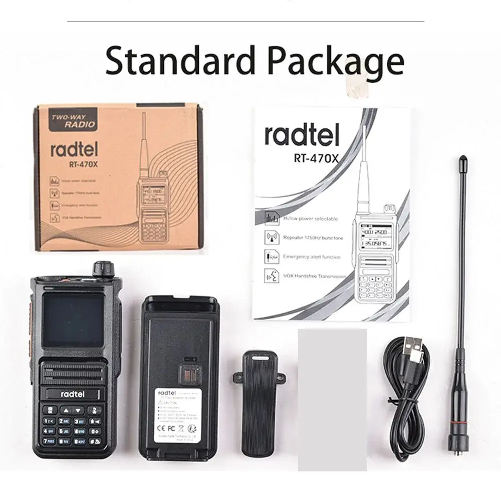 Radtel RT-470X Full Band Ham Radio 256 Channel Air Band Two Way Radio USB-C Aviation NOAA Police Marine Amateur HT Scanner Roger