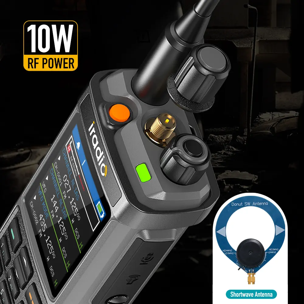 Iradio UV-98 PLUS Air Band Walkie Talkie Cross Band Repeater Triple Frequency Standby Three Channel Display FM SSB HF NOAA DTMF