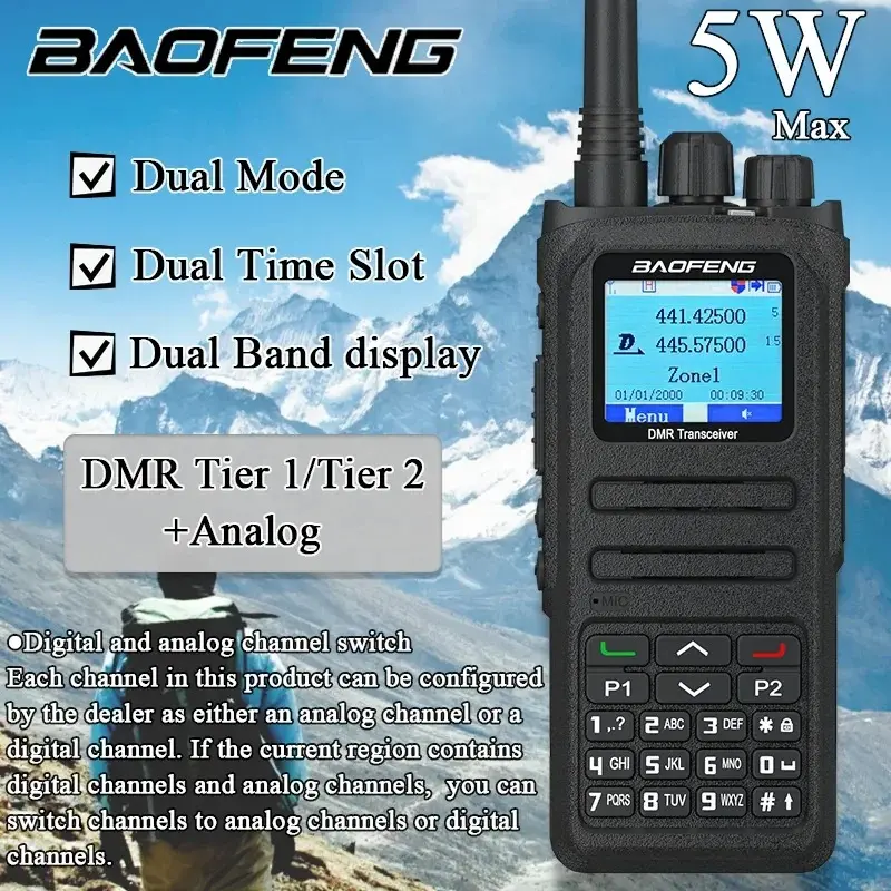Baofeng DM-1701A DMR walkie talkie Dual Time Slot Open GD77 dual mode analog Digital Tier Long Range UHF VHF upgraded Radio