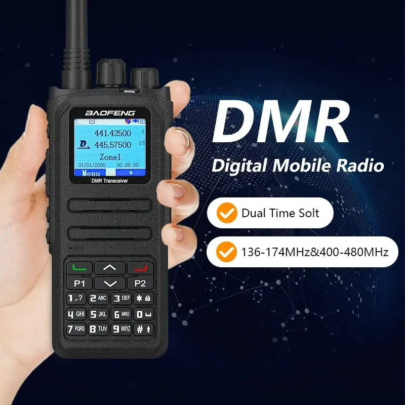 Baofeng DM-1701A Walkie Talkie DMR Radio Analog and Digital Tier1+2 Dual Time Slot Open GD77 Upgraded Dual Mode Two Way Radios