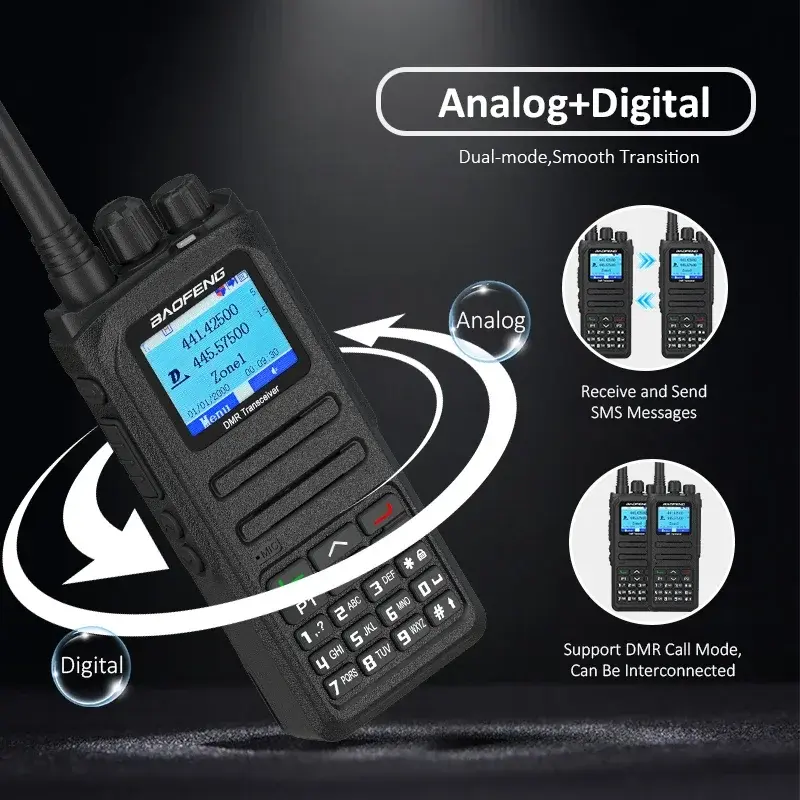 Baofeng DM-1701A Walkie Talkie DMR Radio Analog and Digital Tier1+2 Dual Time Slot Open GD77 Upgraded Dual Mode Two Way Radios