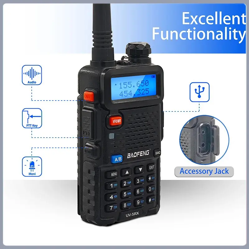 Baofeng UV-5RX Walkie Talkie Wireless Copy Frequency 128 CH Long Range Commutator Amateur Ham M-5R UV5R Receiver Two Way Radio